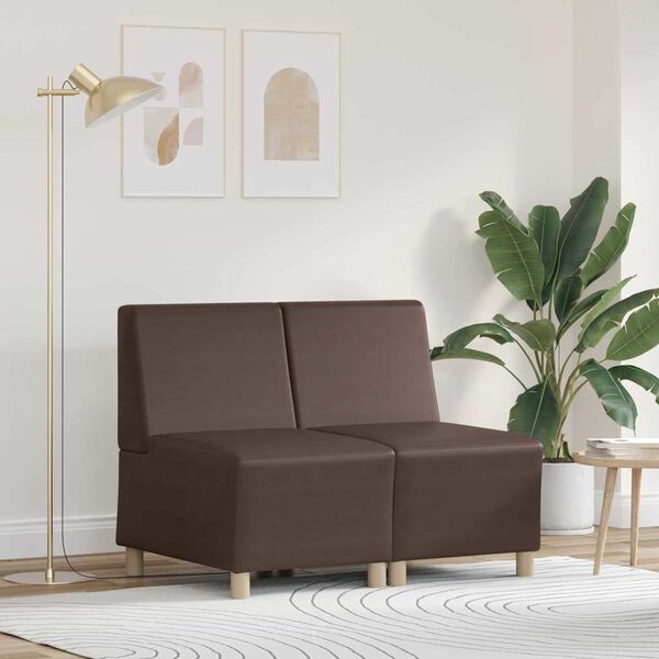 vidaXL Modularna sofa enota brez naslonov 2 pcs Rjava 55 x 74 x 82 cm