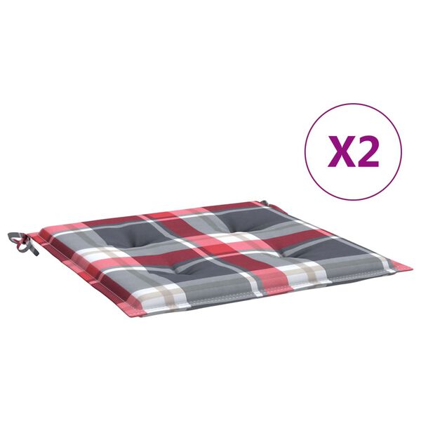 vidaXL Blazine za vrtne stole 2 kosa rdeče karo 50x50x4 cm oxford