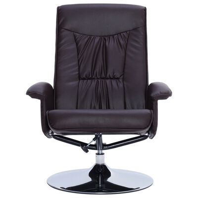vidaXL Masažni fotelj s stolčkom za noge rjavo umetno usnje