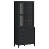vidaXL Visoka omara VIKEN črna 80x40x190 cm trdna borovina