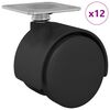 vidaXL Vrteče kolesce 12 pcs Črna 39,5 x 39,5 x 37,8 mm Železo in PP