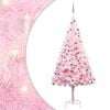 vidaXL Umetna osvetljena novoletna jelka z bunkicami roza 210 cm PVC