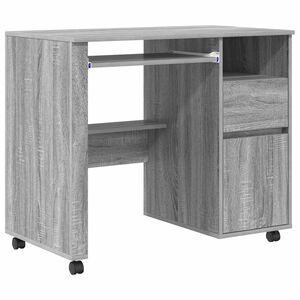 vidaXL Miza s kolesi Siva Sonoma Inženirski les 91 x 50 x 77 cm
