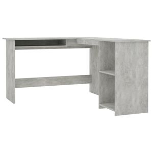 vidaXL Kotna miza L-oblike betonsko siva 120x140x75 cm iverna plo&scaron;ča