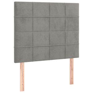 vidaXL Vzglavje postelje svetlo sivo 80x5x118/128 cm žamet
