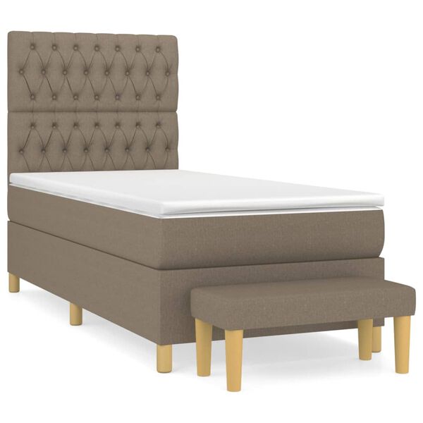vidaXL Box spring postelja z vzmetnico taupe 90x190 cm blago