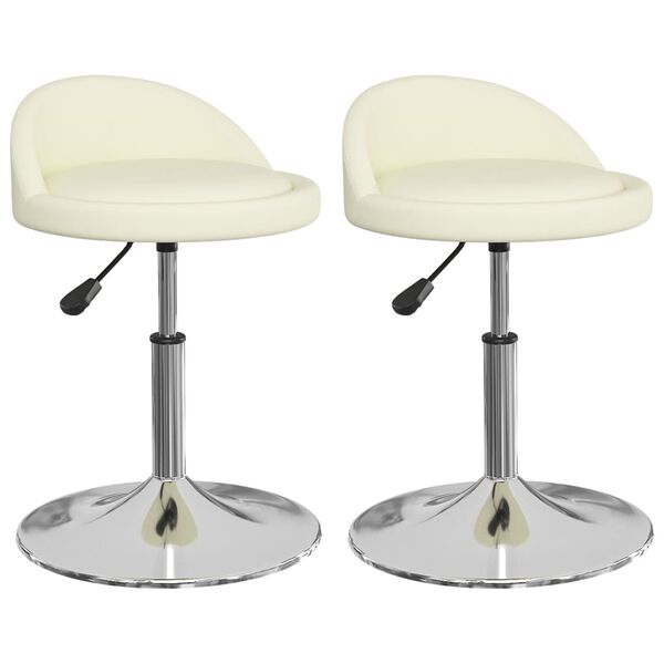 vidaXL Vrtljivi jedilni stoli 2 kosa krem umetno usnje