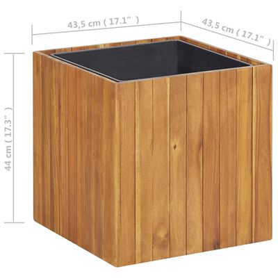 vidaXL Visoka greda z loncem 43,5x43,5x44 cm trden akacijev les