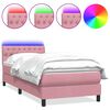 vidaXL Box spring postelja z vzmetnico LED roza 80x220 cm žamet