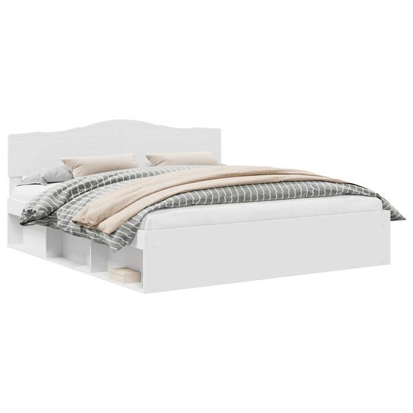 vidaXL Konstrukcija postelje Bela 180 x 200 cm Masivno borovo les