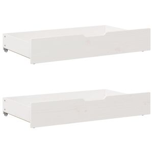 vidaXL Predal za posteljo 2 kosa bel 95x55x17 cm trdna borovina