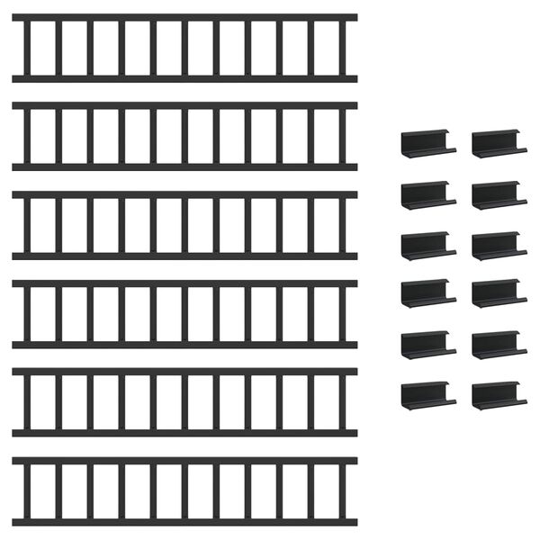 vidaXL Snežni varovalni sistem za strehe Črna 600 x 2,5 x 20 cm Jeklo