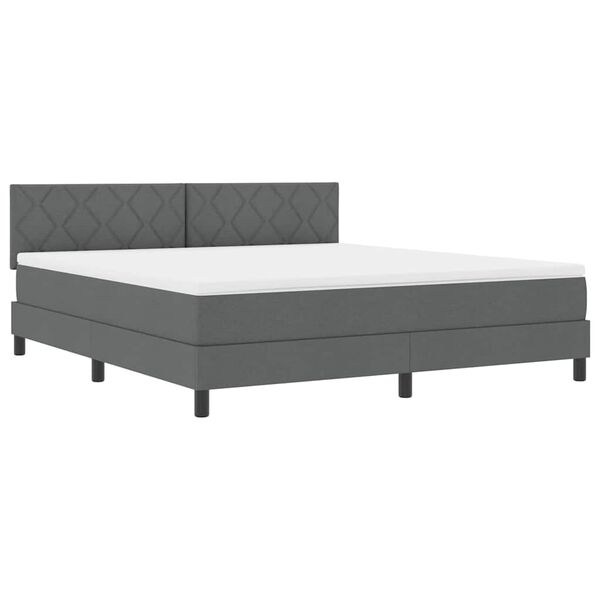 vidaXL Postelja boxspring z vzmetnico Temno siva 180 x 200 cm blago