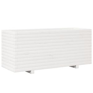 vidaXL Vrtno cvetlično korito belo 110x40x49,5 cm trdna borovina