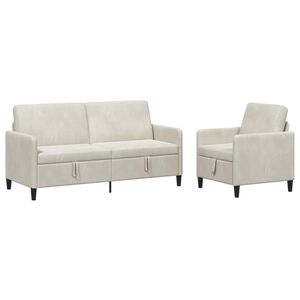 vidaXL Sofa set z shrambo 2 kos Krem Poliester