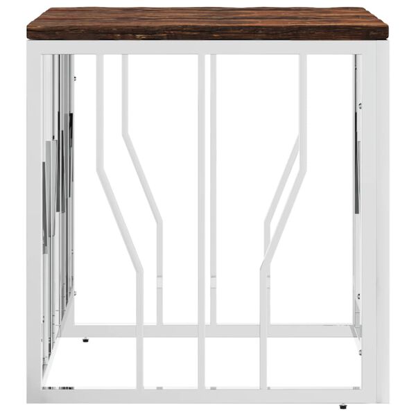 vidaXL Klubska mizica srebrna nerjaveče jeklo in trden predelan les