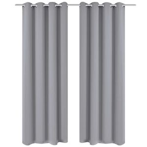 vidaXL Zatemnitvene zavese 2 kosa z obročki 135x175 cm sive barve
