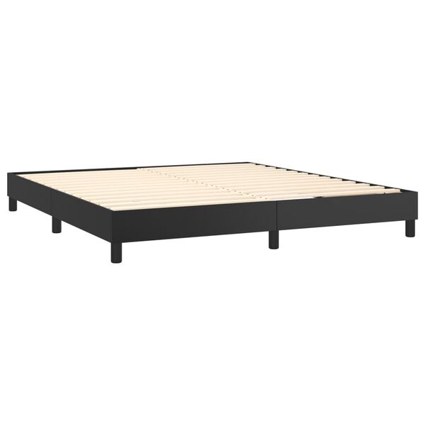 vidaXL Box spring postelja z vzmetnico črn 160x200 cm umetno usnje
