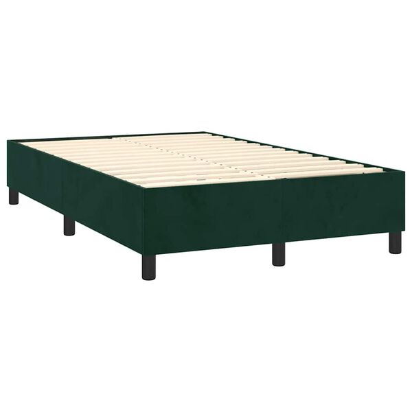 vidaXL Box spring postelja z vzmetnico temno zelen 120x190 cm žamet