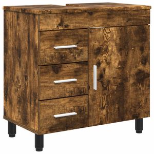 vidaXL Kopalni&scaron;ka enota Dimljen hrast 60 x 35 x 60 cm Inženirski les