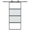 vidaXL Drsna vrata z opremo črna 90x205 cm kaljeno steklo