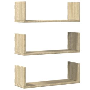 vidaXL Stenska polica 3 kosi sonoma hrast 58x18x18 cm inženirski les