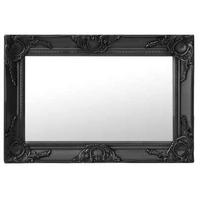vidaXL Stensko ogledalo v baročnem stilu 60x40 cm črno