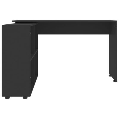 vidaXL Kotna miza črna inženirski les