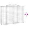 vidaXL Obokane gabion košare 7 kosov 200x30x140/160cm pocinkano železo