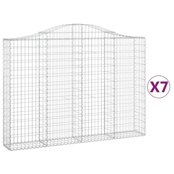 vidaXL Obokane gabion košare 7 kosov 200x30x140/160cm pocinkano železo
