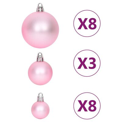 vidaXL Komplet novoletnih bučk 65 kosov roza/rdeče/bele
