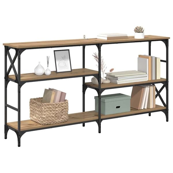 vidaXL Konzolna miza Umetni hrast 150 x 29 x 76,5 cm Konstruiran les