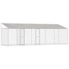 vidaXL Pasja kletka s streho srebrna 800 x 200 x 256 cm Jeklo in PE
