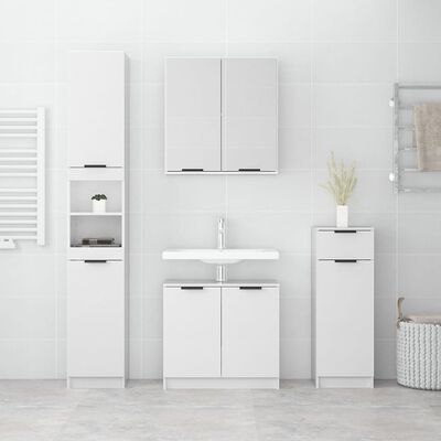 vidaXL Komplet kopalniških omaric 4-delni bel visok sijaj konstr. les