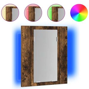 vidaXL LED kopalni&scaron;ka omarica z ogledalom dimljeni hrast 40x12x45 cm
