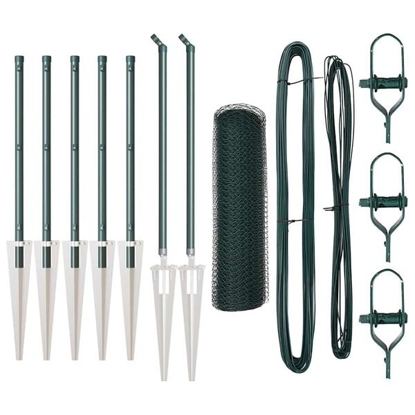 vidaXL Steber ograje. Zelena 10 x 0,5 m (13 mm mreža) Jeklo in PVC