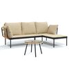 vidaXL Vrtna sedežna garnitura 3-delna z blazinami bež poli ratan