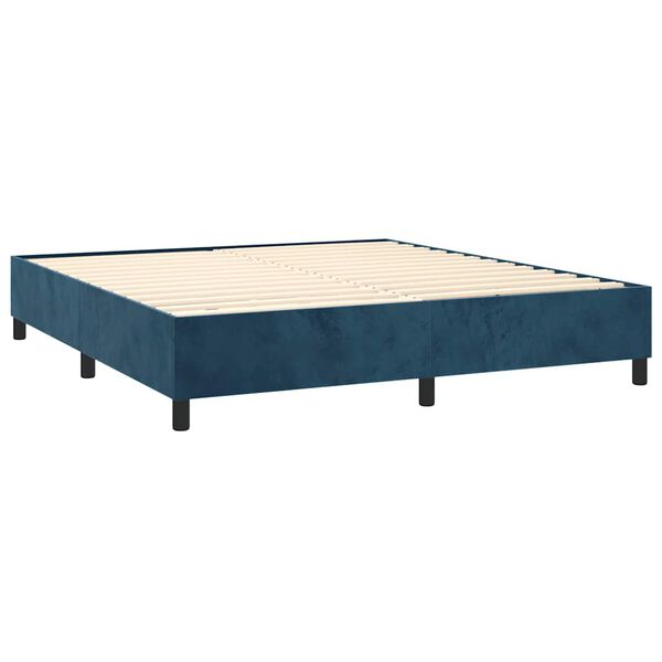 vidaXL Box spring postelja z vzmetnico temno modra 180x200 cm žamet