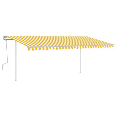 vidaXL Ročno zložljiva tenda z LED lučkami 5x3,5 m rumena in bela