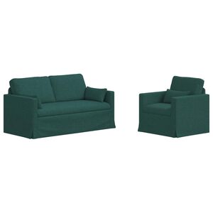 vidaXL Kavč 2 pcs Temno zelena