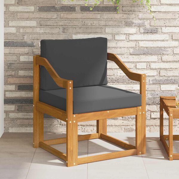 vidaXL Zunanji kavč Masivno akacijevo les in poliester Naravna