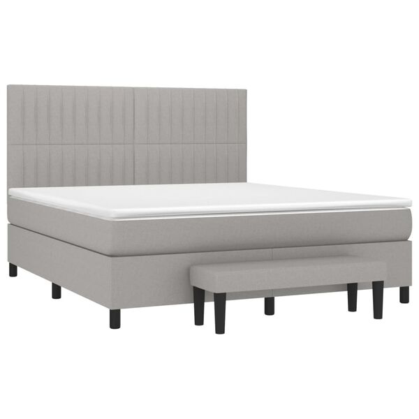 vidaXL Box spring postelja z vzmetnico svetlo siva 160x200 cm žamet