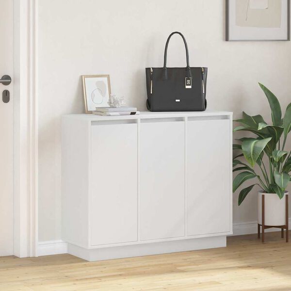 vidaXL LED bočni predalnik Bela 90 x 32 x 75 cm Konstruiran les