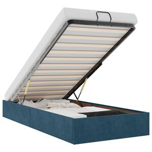 vidaXL Otomanski posteljni okvir brez vzmetnice moder 100x200 cm žamet