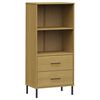 vidaXL Knjižna omara z 2 predaloma rjava 60x35x128,5 cm trden les OSLO