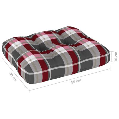 vidaXL Blazina za kavč iz palet rdeč karo vzorec 50x40x10 cm