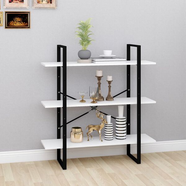 vidaXL Knjižna omara bela 100x30x105 cm iverna plo&scaron;ča