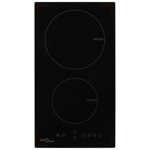 vidaXL Indukcijska plošča z 2 gorilnikoma steklo 3500 W