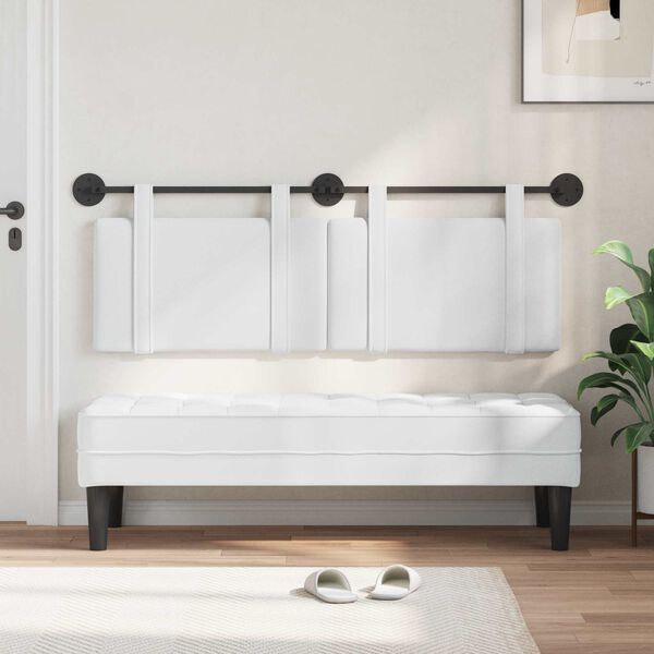 vidaXL Visoki naslon za glavo Enobarvno Bela 150 x 55 x 5 cm blago