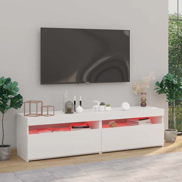 vidaXL TV omarica 2 kosa z LED lučkami bela 75x35x40 cm